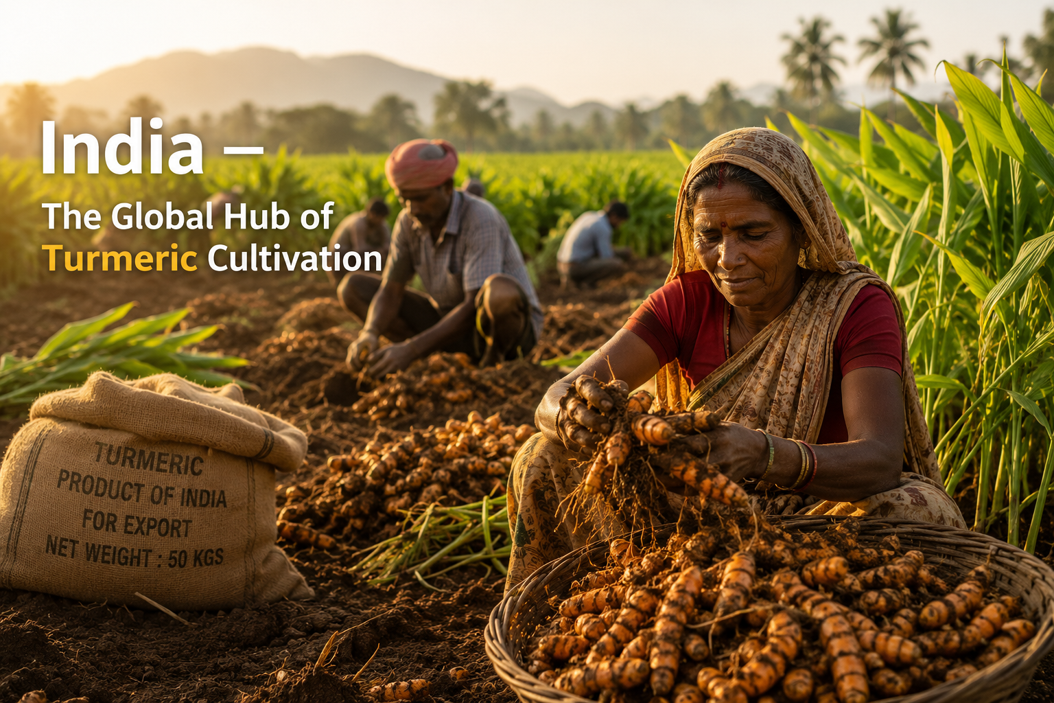 Turmeric Curcuma longa farm harvest India